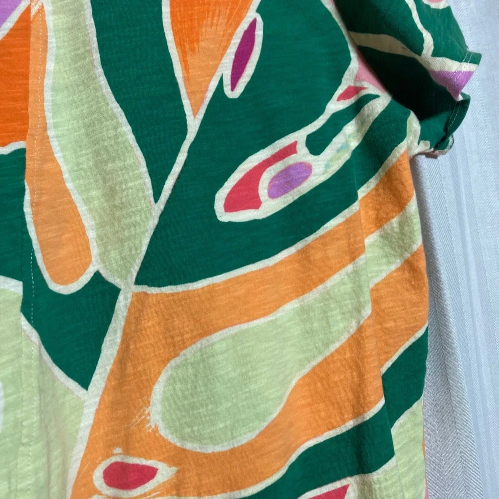 Christian Siriano New York Womens 1X Abstract Tropical Leaf Print V-Neck T-Shirt